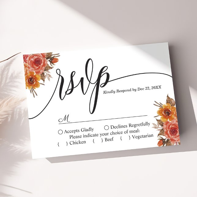 Cartão RSVP de Casamento Floral de outono de Borgo (Criador carregado)