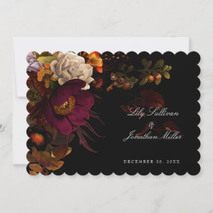 Cartão RSVP de Casamento Floral de Outono de Noit