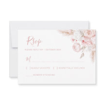 cartão rsvp de casamento floral de rosa empoeirado