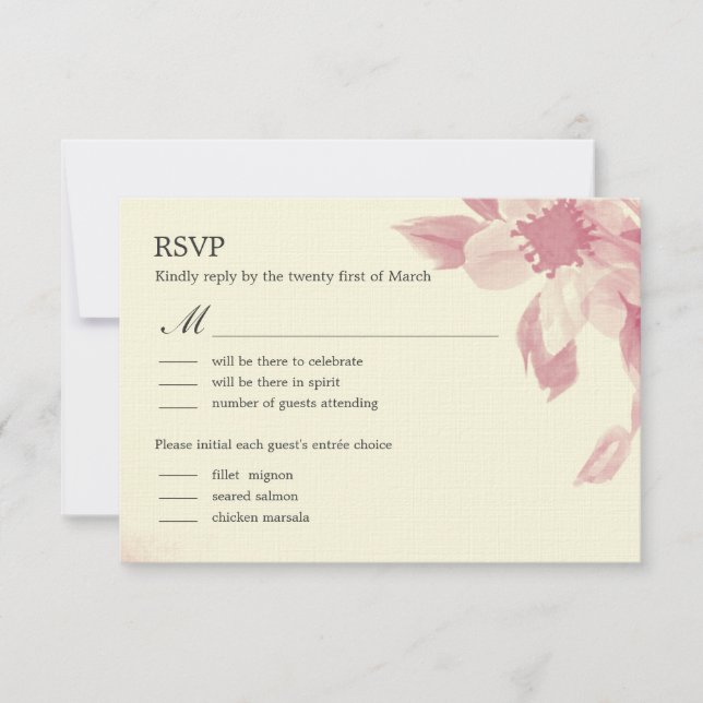 Cartão RSVP de Casamento Floral de Watercolor (Frente)