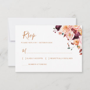 cartão rsvp de casamento floral do bohemian fall