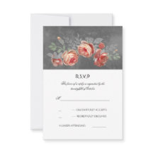 Cartão RSVP de Casamento Floral e Russo