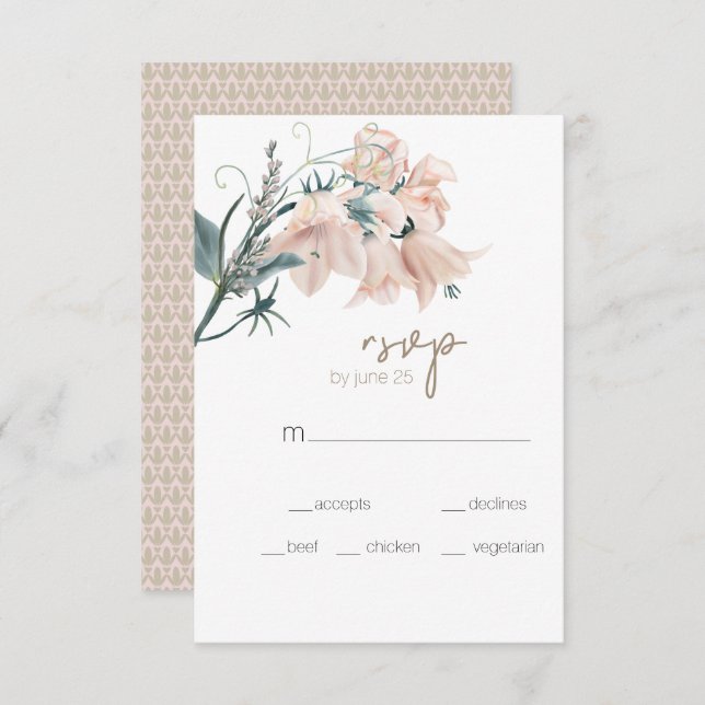 Cartão RSVP de Casamento Floral Elegante Elegante  (Frente/Verso)