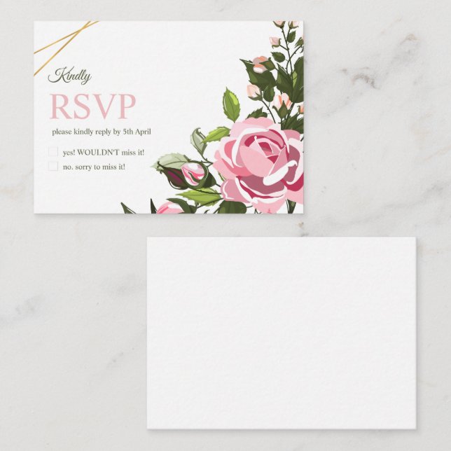 Cartão rsvp de casamento Floral Greenery Wedding R (Frente/Verso)