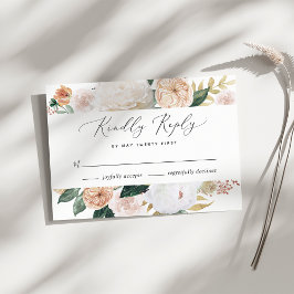 Cartão RSVP de Casamento Floral Moderno Boho Bloom