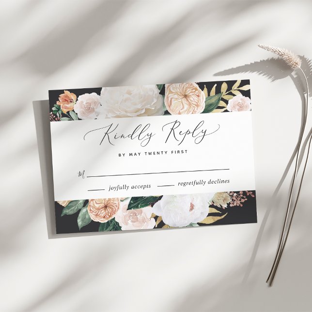 Cartão RSVP de Casamento Floral Moderno Boho Bloom (Criador carregado)