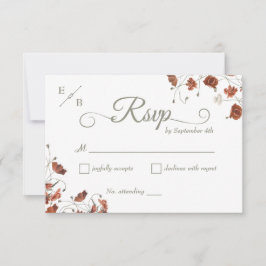 Cartão RSVP de Casamento Floral Moderno Terracotta