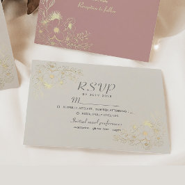 Cartão RSVP de Casamento Floral Neutral de Ivory