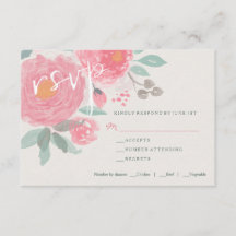 Cartão RSVP de casamento floral pintado à mão