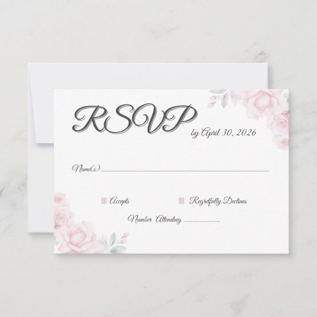 Cartão RSVP de Casamento Floral Romântico (Frente)