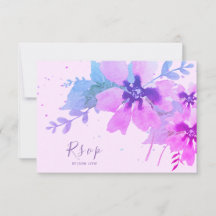 Cartão RSVP de Casamento Floral Romântico de Aquar
