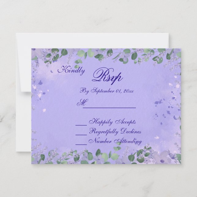 Cartão RSVP de Casamento Floral Romântico Roxântic (Frente)