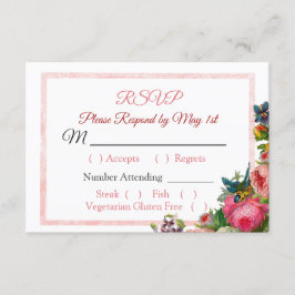 Cartão RSVP de Casamento Floral Striped Floral da 