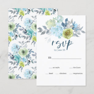 Cartão RSVP de Casamento Floral Verde Amarelo Cla