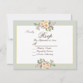 Cartão RSVP de Casamento Floral Verde Elegante Sag