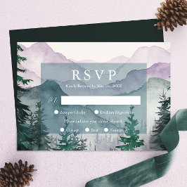 Cartão RSVP de Casamento Florestal Misty Mountain