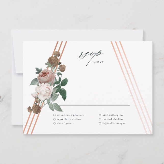 Cartão RSVP de Casamento Geométrico Boho Floral (Frente)