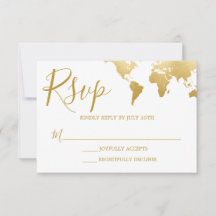 Cartão RSVP de Casamento Global Glam