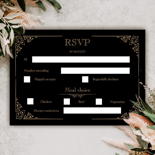 Cartão RSVP de Casamento Gótico Elegante da Moth V (Victorian Moth Tattoo Gothic Wedding RSVP Card)