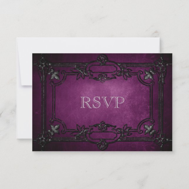 Cartão RSVP de Casamento Gótico Elegante de hallow (Verso)