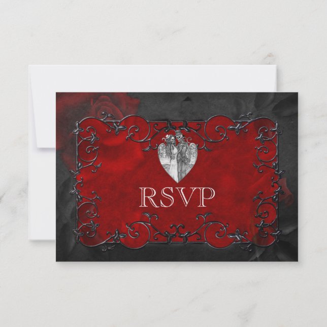 Cartão RSVP de Casamento Gótico Elegante de hallow (Verso)