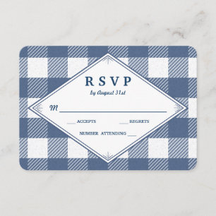 Cartão RSVP de Casamento Homespun Gingham