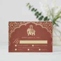 Cartão RSVP de Casamento Indiano Elegante Ganesha 
