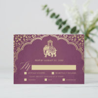 Cartão RSVP de Casamento Indiano Elegante Ganesha 