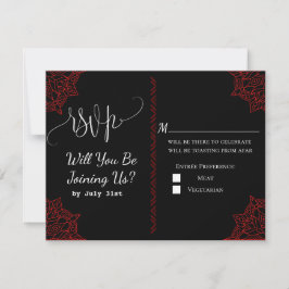 Cartão RSVP de Casamento Indiano Vermelho