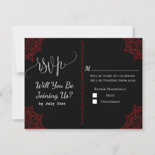 Cartão RSVP de Casamento Indiano Vermelho
