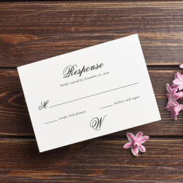 Cartão RSVP de Casamento Inicial Simples Elegante