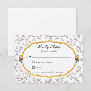 Cartão RSVP de Casamento Italiano Elegante