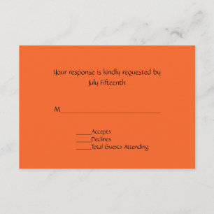Cartão RSVP de Casamento Laranja Bright Tangerine