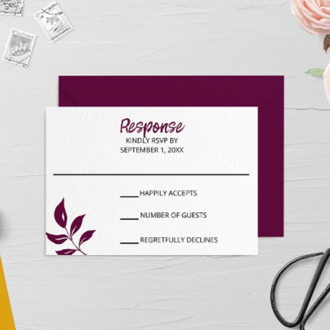 Cartão RSVP de Casamento Leaf Dourado (Criador carregado)