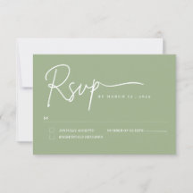 cartão RSVP de casamento manuscrito de sagegreen m