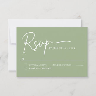 cartão RSVP de casamento manuscrito de sagegreen m