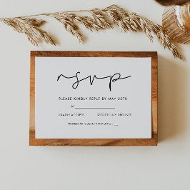 Cartão RSVP de casamento manuscrito minimalista
