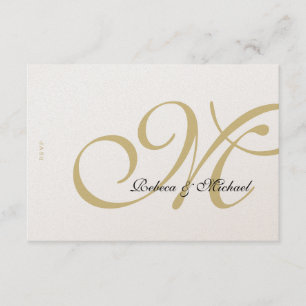 Cartão RSVP de Casamento Metálico Dourado