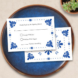 Cartão RSVP de Casamento Mexicano Talavera