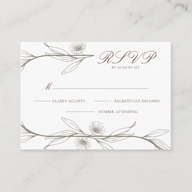 Cartão RSVP de Casamento Minifloral Elegante (Frente)