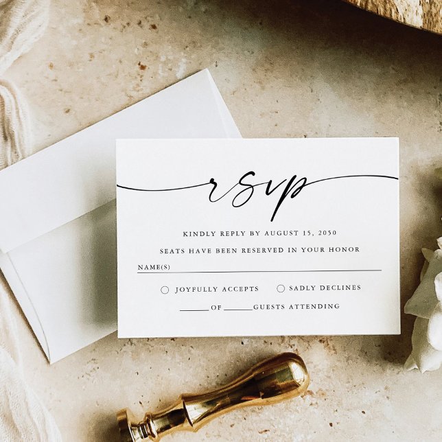 Cartão RSVP de Casamento Minimalista (Criador carregado)