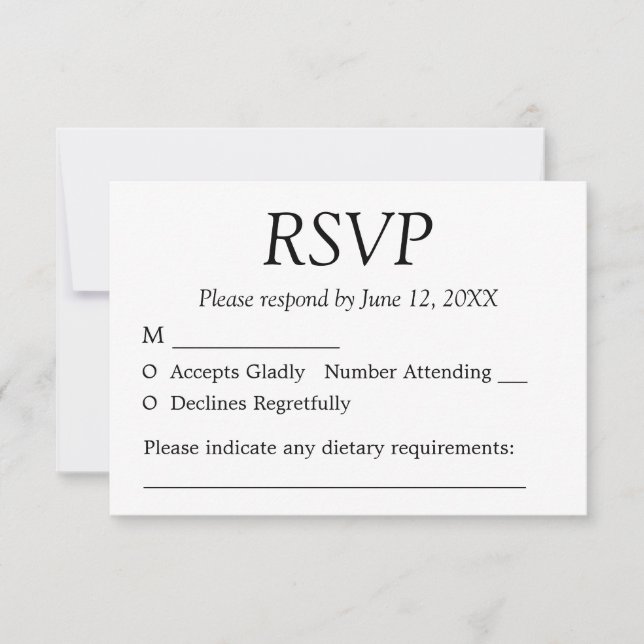 Cartão RSVP de Casamento Minimalista Elegante (Frente)