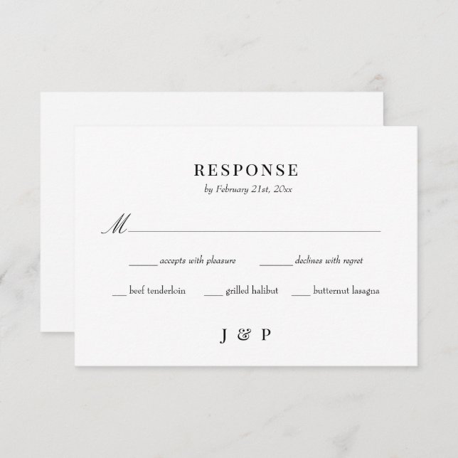 Cartão RSVP de Casamento Minimalista Elegante (Frente/Verso)