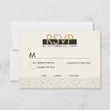 Cartão RSVP de Casamento Minimalista Ivory Terrazz