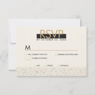 Cartão RSVP de Casamento Minimalista Ivory Terrazz