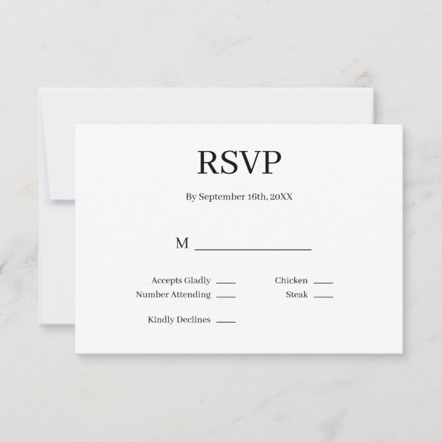 Cartão RSVP de Casamento Minimalista Moderno (Frente)