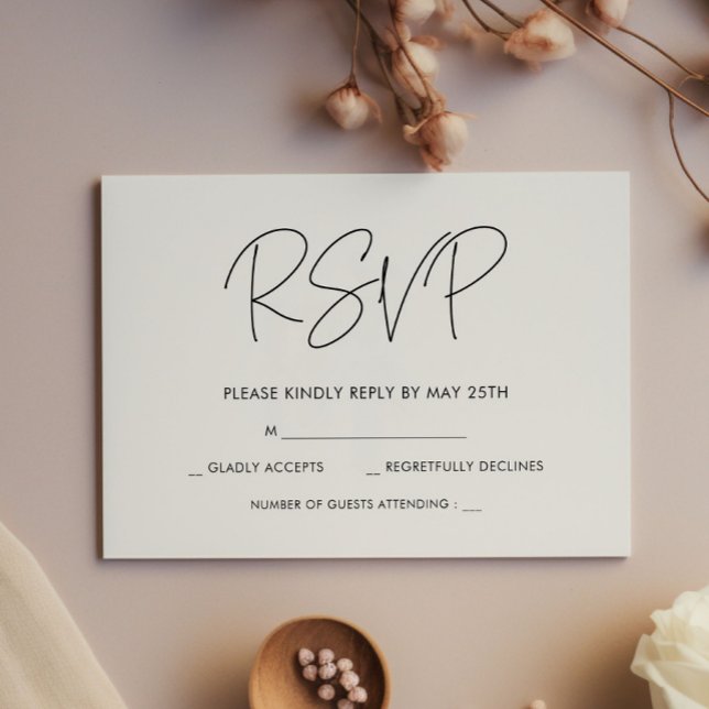 Cartão RSVP de casamento minimalista moderno (Criador carregado)