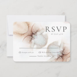 Cartão RSVP de Casamento Minimalista Moderno Abstr