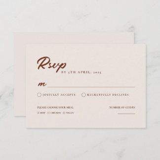 Cartão RSVP de Casamento Minimalista Moderno Boho