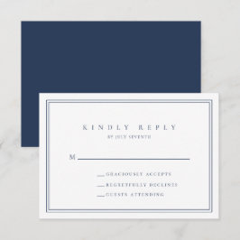 Cartão RSVP de Casamento Minimalista Moderno marin